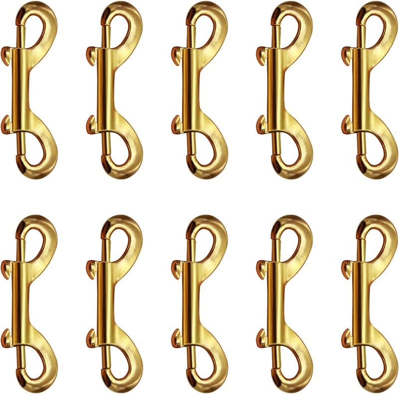 LOFIR 10 PCS Bolt Snaps Double Ended Hook Heavy Duty Trigger Button, 3.5 inch Metal Clip Zinc Alloy Traction Rope Buckle for Dogs, for Keychain Garage Feed Buckets Hammock Clothesline Fasteners Golden - Image 1